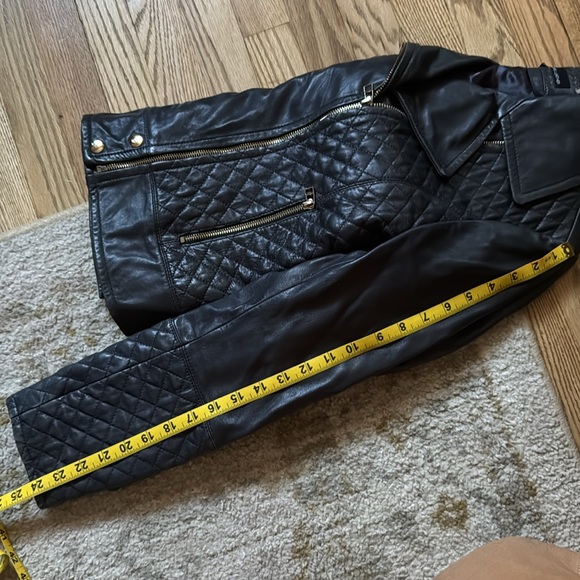 Wilsons Leather Quilted Navy Moto Jacket - Picture 7 of 7